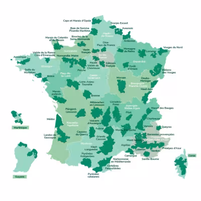 Carte des PNR en France